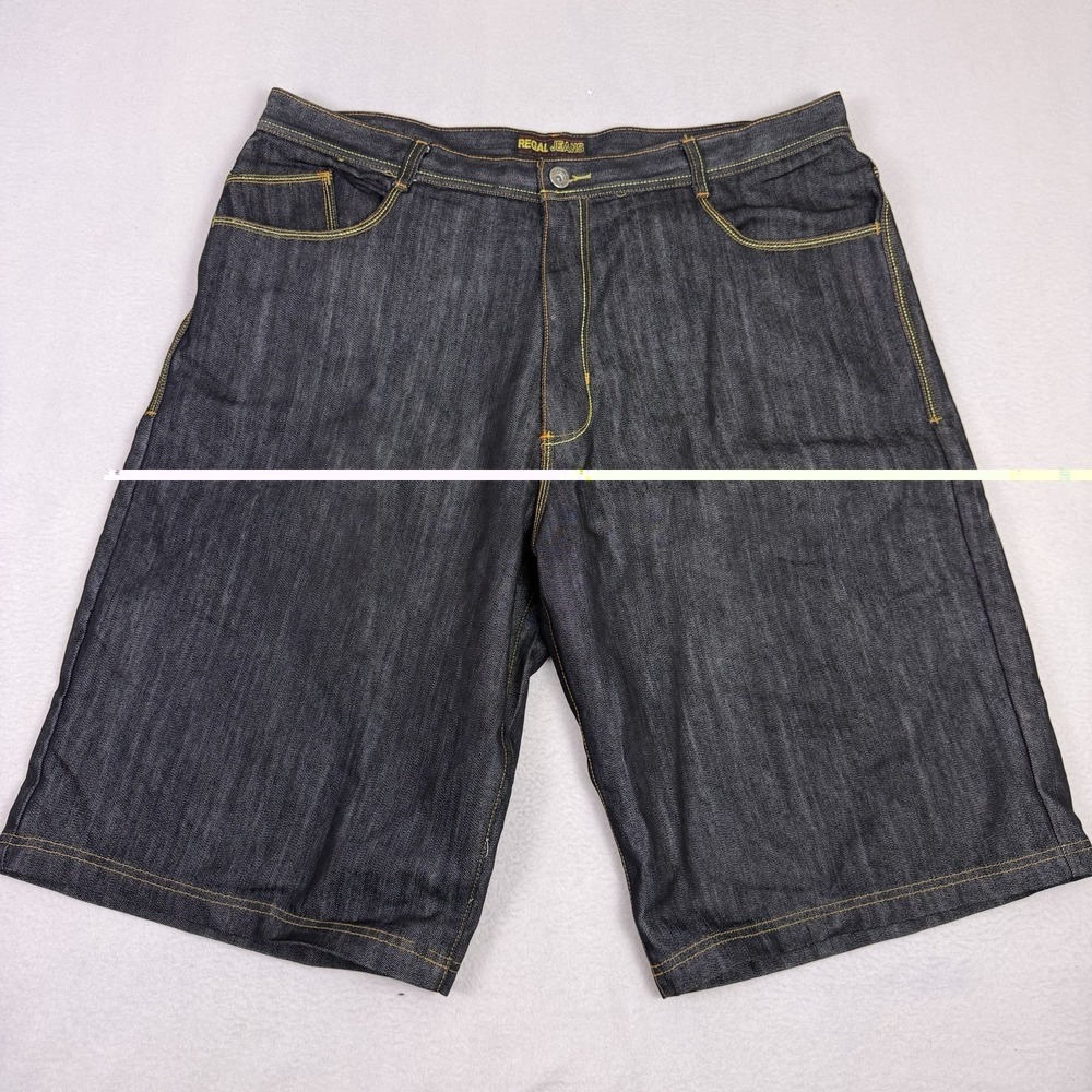 Regal Jeans Mens 44 Baggy Denim Shorts Crown Embroidered Y2K Hip Hop Streetwear